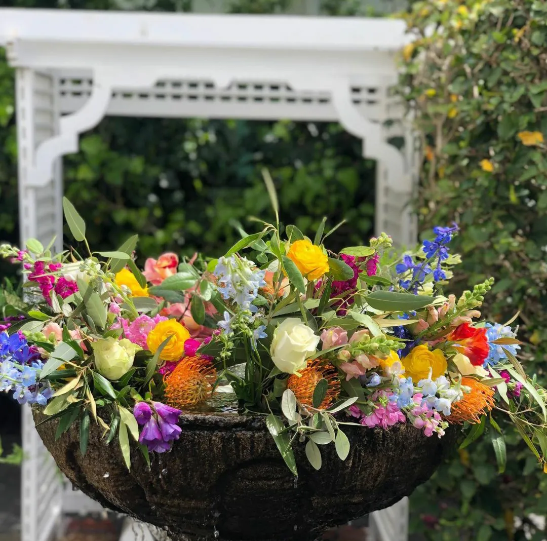 Floral arrangement in the spa garden