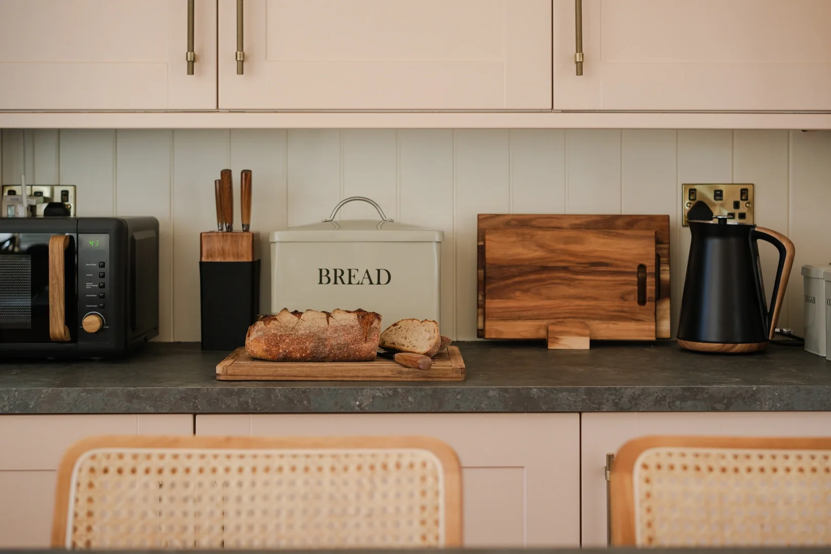 Fresh bread on the Links Farmhouse kitchen counter