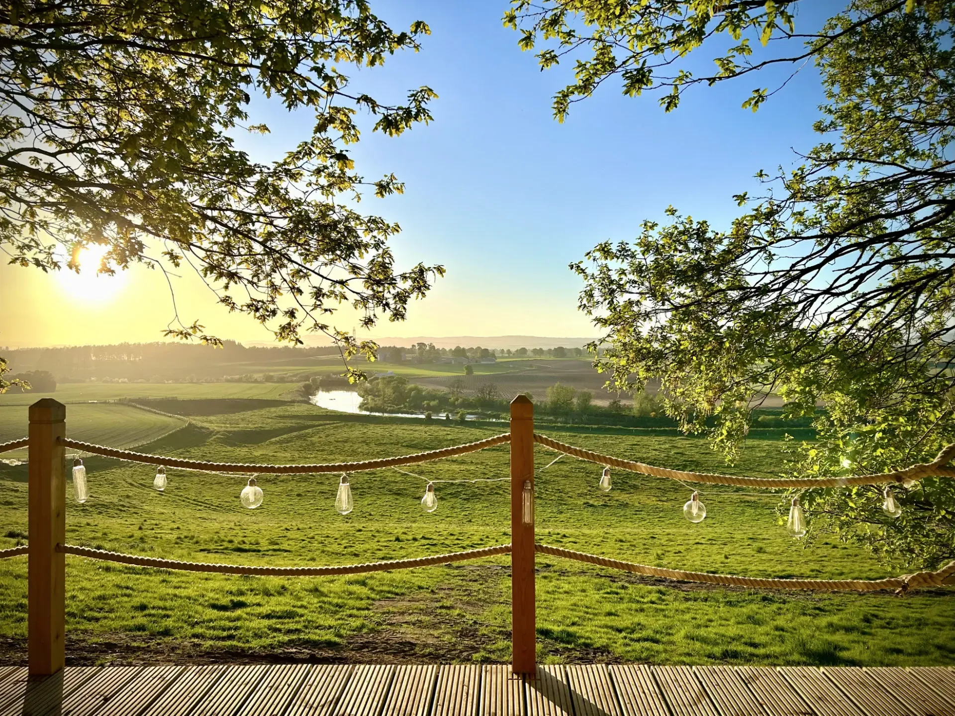 Hammocks overlooking the fields at Lawton Links