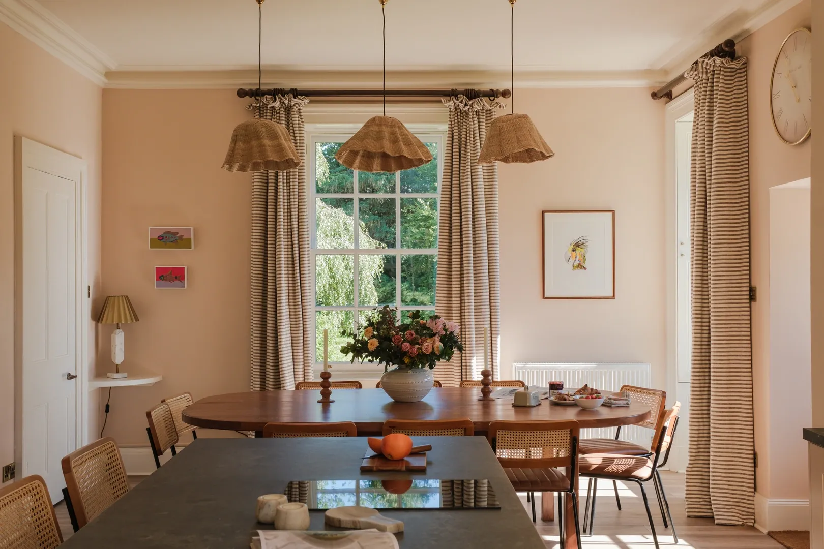 The country kitchen and dining space at Links Farmhouse