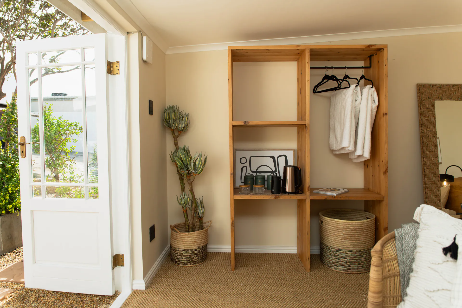 Open garden door and wardrobe in the Family Room
