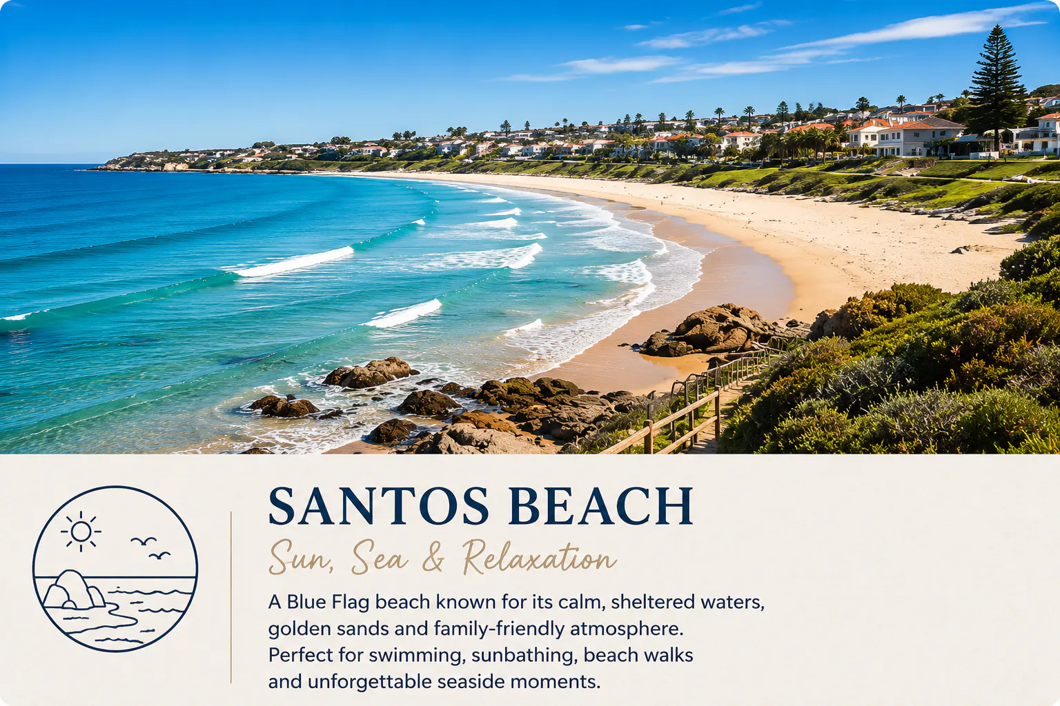Santos Beach, a Blue Flag beach in Mossel Bay