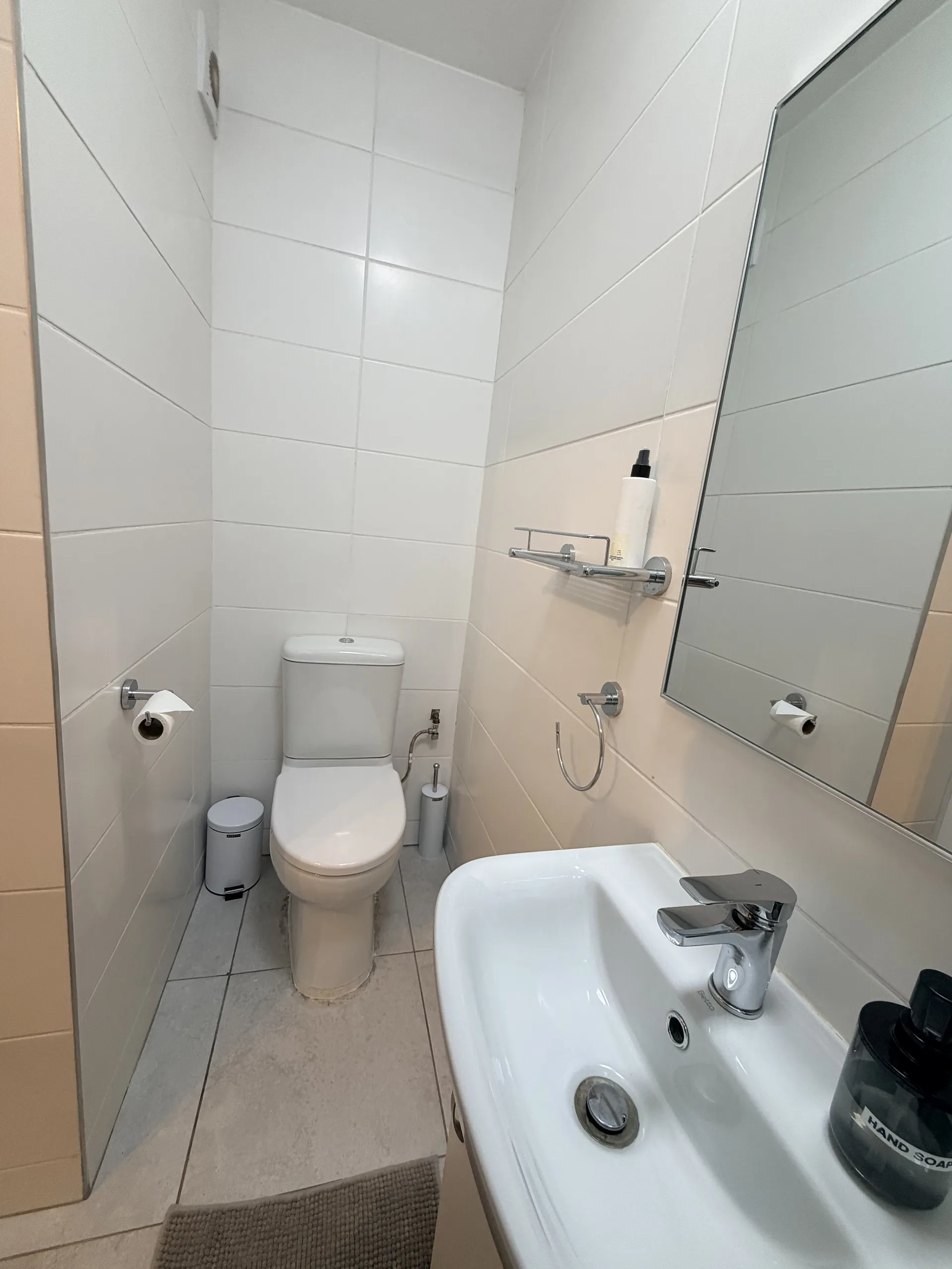 Compact bathroom with a basin and toilet