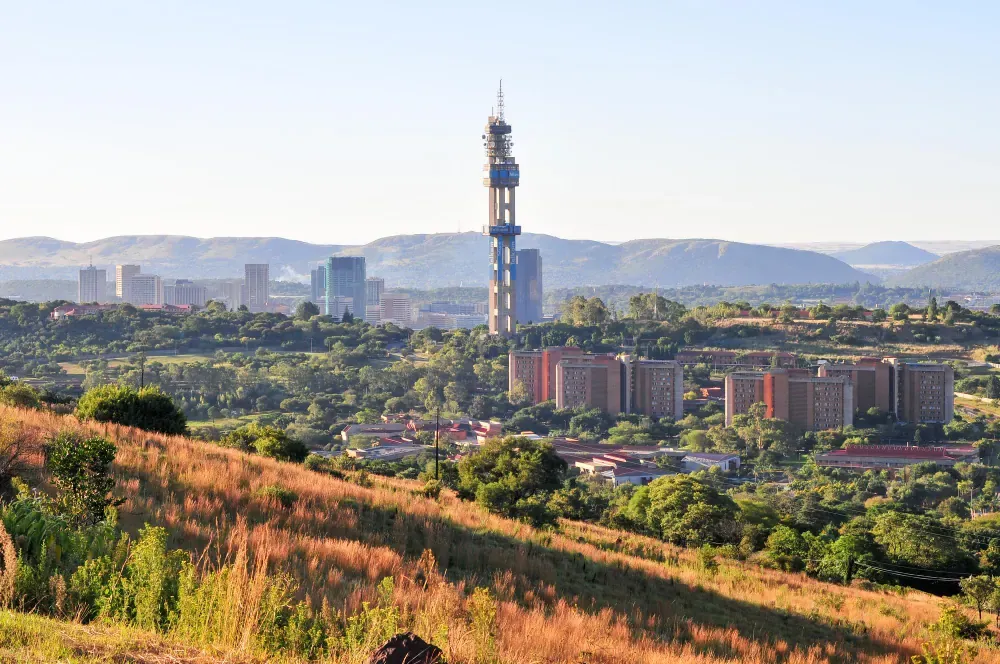 Pretoria cityscape with the Telkom Tower at golden hour
